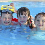 Close up of happy children in pool